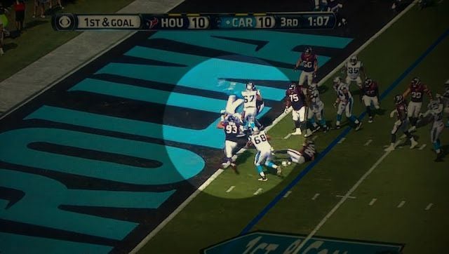 <img src="http://sports.cbsimg.net/images/video.gif">Cam goes full Superman, flips into end zone