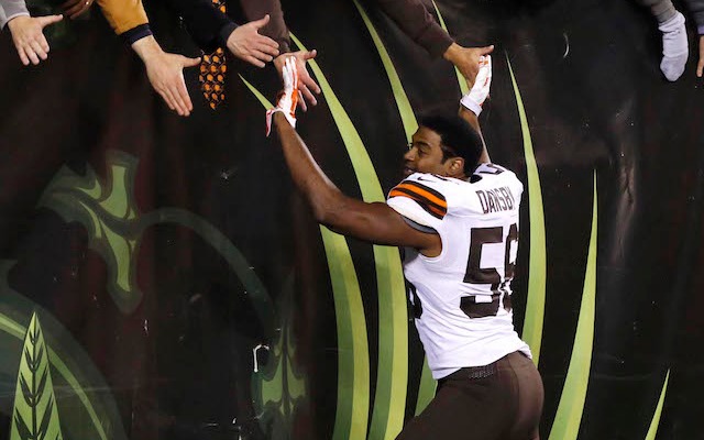 Karlos Dansby was high-fiving Browns fans after beating the Bengals. (USATSI)