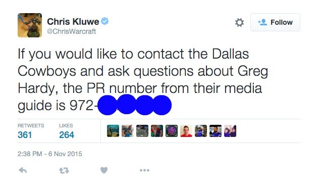 Ex-NFL punter tweets out Cowboys PR number