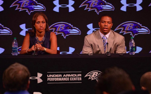 Ray Rice and his wife Janay met with the media on Friday. (Twitter/@Ravens)