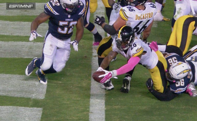 Le'Veon Bell, Steelers, Chargers, Goaline, Monday night football, touchdown, wildcat