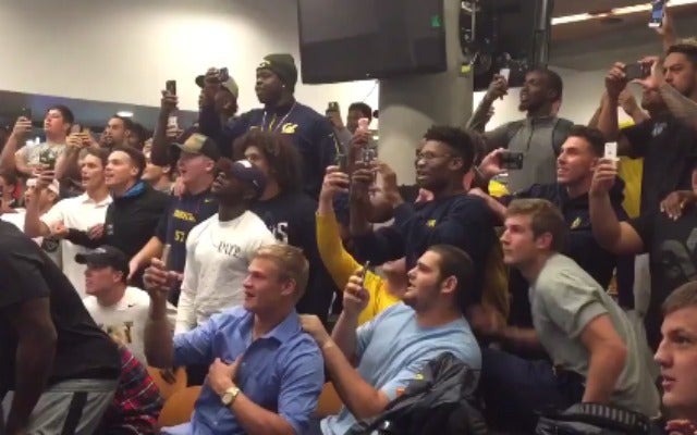 Goff's Cal teammates go nuts after he's picked