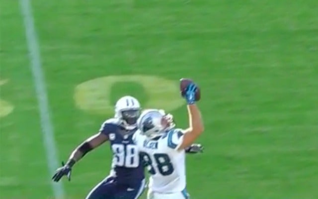 <img src="http://sports.cbsimg.net/images/video.gif">Olsen snags laser from Newton with 1 hand