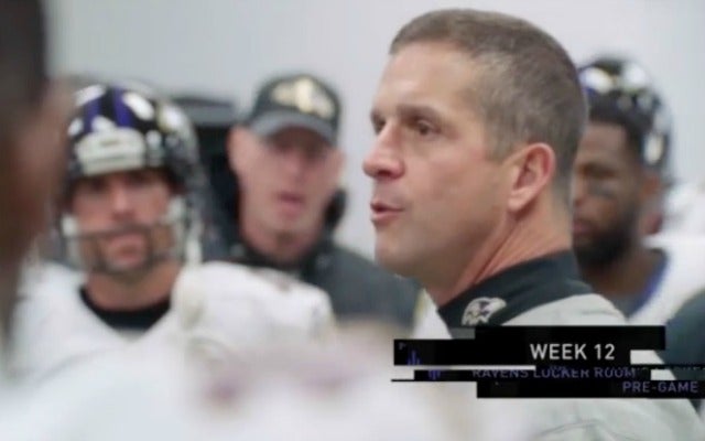 Ravens' Harbaugh channels Drake in speech