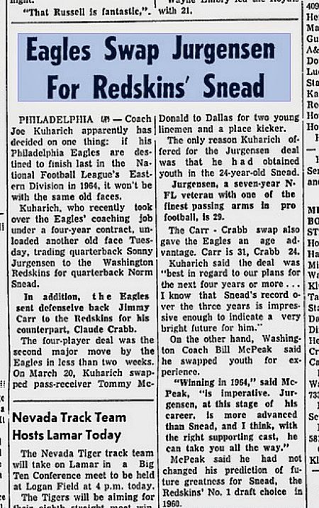 Philadelphia Eagles Tommy McDonald and QB Sonny Jurgensen on   Philadelphia eagles football, Nfl football players, Nfl football 49ers