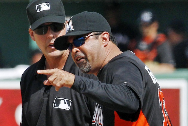 Marlins' OZZIE GUILLEN ejected as Bobby Valentine waves goodbye
