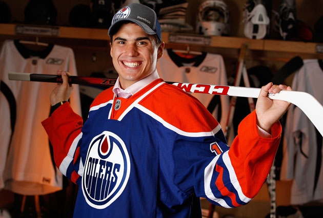 Nail Yakupov poses after going first overall this summer in Pittsburgh