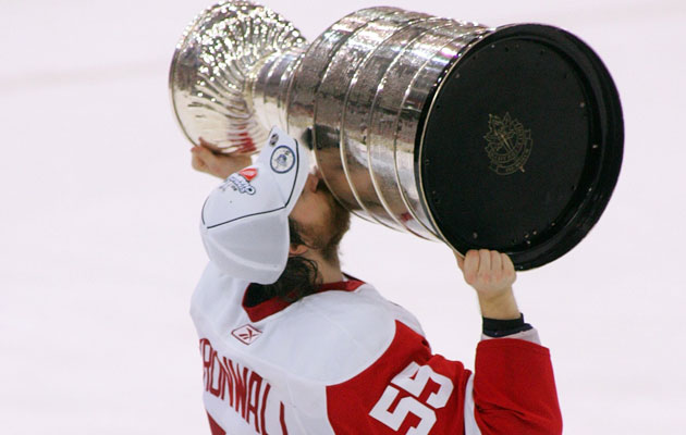 Niklas Kronwall hoists the most recent Cup for Detroit. (Getty Images)