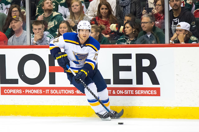 Jaden Schwartz will miss at least 12 weeks for the St. Louis Blues with a fractured ankle. (USATSI)