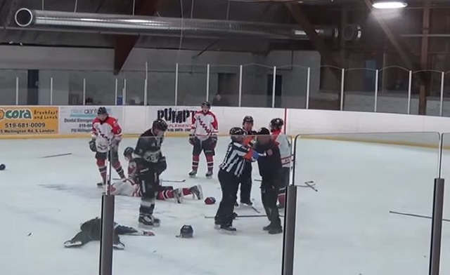 This was the bizarre scene at a recent junior game in Canada. (YouTube)