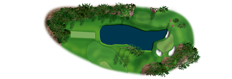 This hole is played entirely over water to a green secured by three bunkers. With the putting surface significantly pitched from right to left, an exacting tee shot is required to set up a reasonable birdie chance.