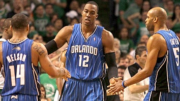 Jameer Nelson, Dwight Howard and Vince Carter (Getty Images)