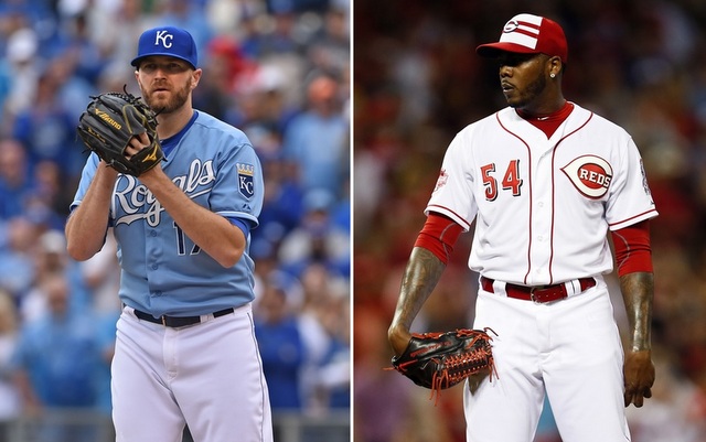 Wade Davis (l.) and Aroldis Chapman are the two best relievers in baseball.