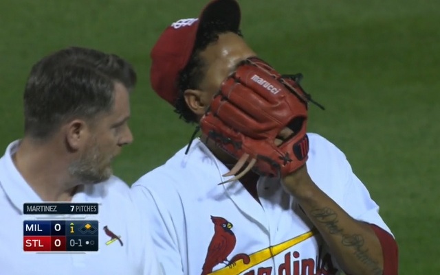 Carlos Martinez left Friday's start with a shoulder injury.