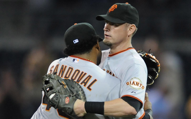 Safe to say Pablo Sandoval and Aubrey Huff won't share a hug anytime soon.