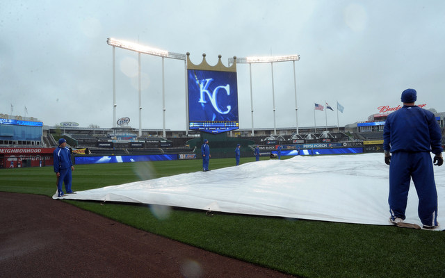 Rain in Kansas City has postponed Game 3 of the ALCS.