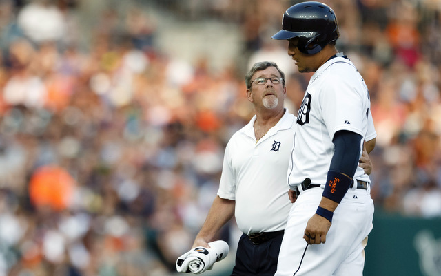 Miguel Cabrera limped off the field Friday.