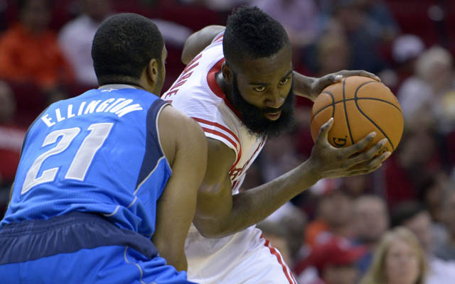 James Harden is day-to-day with a knee injury. (USATSI)