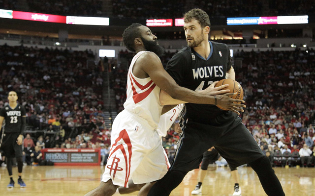 Kevin Love and James Harden are probably not teaming up next year. (USATSI)