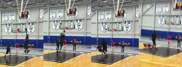 lebron james heat dunking. LeBron James dunks on kid at