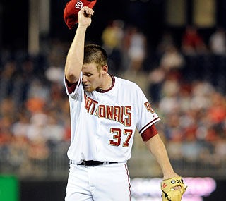 Stephen Strasburg suffers his worst outing yet, going just 4 1/3 innings with six runs allowed.  (Getty Images)