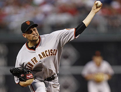 Jonathan Sanchez tosses eight innings of two-hit ball while striking out seven in a matchup of wild-card contenders. (AP)