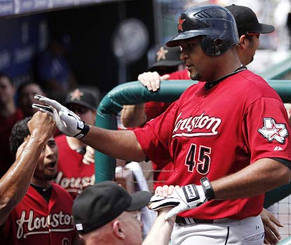Carlos Lee homers to help the lowly Astros become the first team to sweep a four-game set at Citizens Bank Park. (AP)