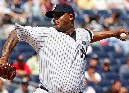CC Sabathia pitches eight innings of 1-hit ball and picks up his major league-leading 19th victory. (AP)