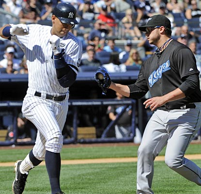 Brett Cecil gets the better of A-Rod here, but the All-Star does have two hits and an RBI on the day.  (AP)