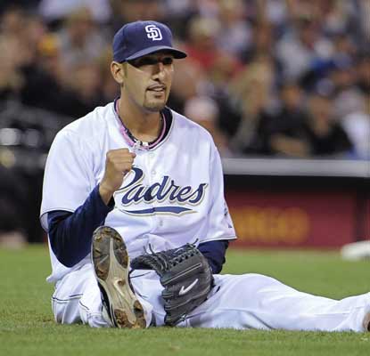 Mike Adams and the Padres finally have something to get excited about as they beat the Dodgers to snap their losing streak. (AP)