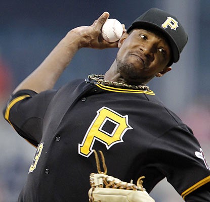 James McDonald, who yields five hits through seven, baffles the Braves as the Pirates take two straight against Atlanta. (AP)