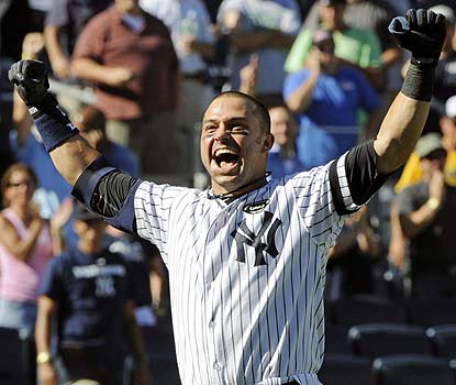 Nick Swisher, who enters in an 0-for-14 rut, is the hero after his two-run homer in the bottom of the ninth. (AP)