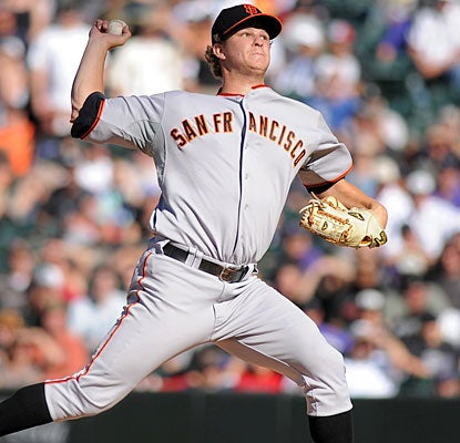 Matt Cain goes the distance, allowing two runs and three hits while striking out eight.  (AP)