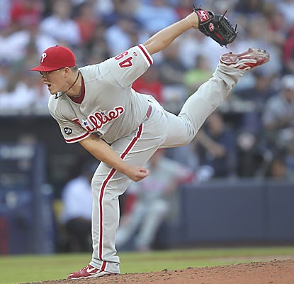 Vance Worley yields one hit through five shutout innings as Philly hurts the Braves' chances at reaching the postseason.  (AP)