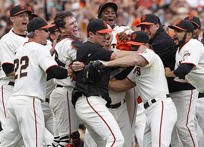 The Giants beat the Padres on their third try this weekend and earn their first division crown and playoff berth since 2003. (AP)