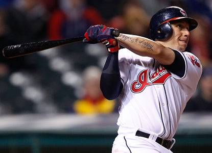 Asdrubal Cabrera hits a three-run home run in the sixth inning as the Indians beat the still winless Red Sox. (Getty Images)