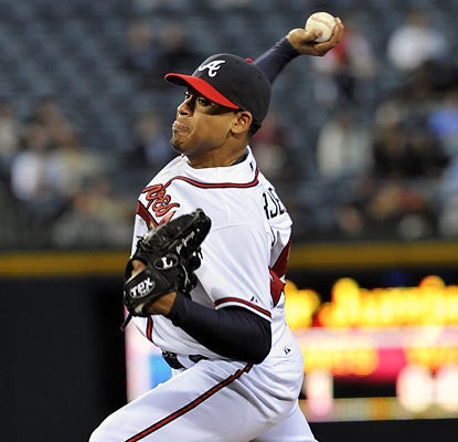 Jair Jurrjens is lights out through seven innings as he holds the Mets to two hits and no runs in Game 2 of the doubleheader. (AP)