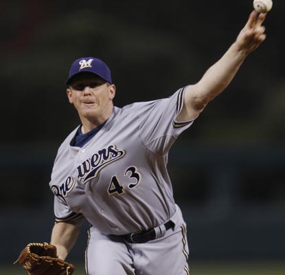 Randy Wolf allows two hits, strikes out five and walks three against the Phils. (Getty Images)