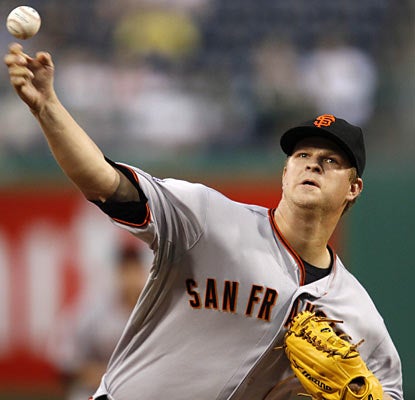 Matt Cain does his job by allowing just two runs on four hits while whiffing six batters in six innings. (AP)