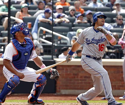 A day after having his 30-game hit streak snapped, Andre Ethier gets back in the hit column with a two-run homer.  (US Presswire)