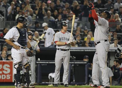 David Ortiz celebrates his go-ahead shot in the fifth inning against the Yankees. (Getty Images)