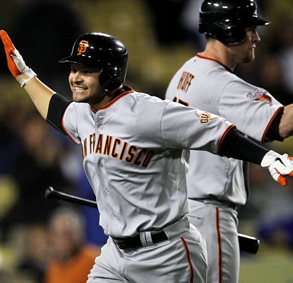 Cody Ross comes through for the Giants once again, knocking the tie-breaking, three-run shot in the ninth inning.  (AP)