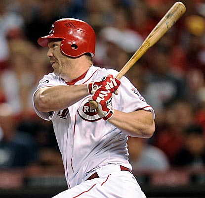 Scott Rolen accounts for all of Cincinnati's runs with this two-run hit in the fifth inning.  (Getty Images)