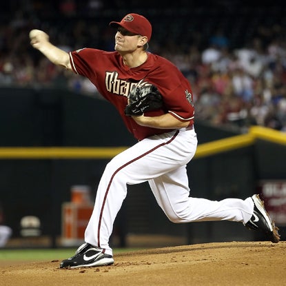 D-Backs SP Daniel Hudson throws a five-hitter, belts his first HR in the majors and chalks up three RBI against the Dodgers.  (Getty Images)