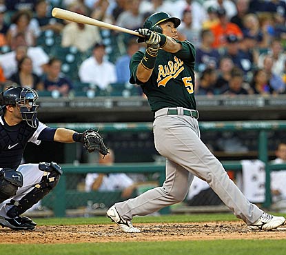 The A's rally with four crucial runs in the seventh inning. Hideki Matsui hits professional homer No. 500 in the win. (Getty Images)