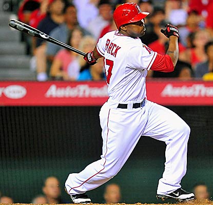 Howie Kendrick caps a sixth-inning rally with a tiebreaking two-run hit as the Angels snap the Rangers' winning streak. (US Presswire)