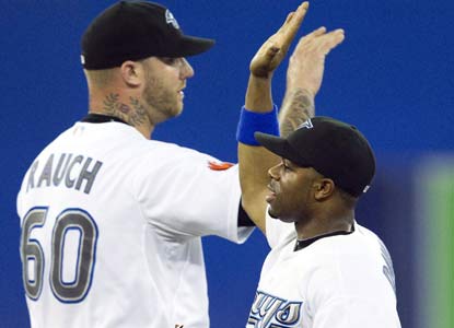 Rajai Davis sparks the game winning rally with a tiebreaking double in the eighth inning. (AP)
