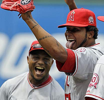 Ervin Santana, who entered the game 0-6 in 10 career starts vs. Cleveland, pitches the Angels' first solo no-hitter since 1984. (AP)