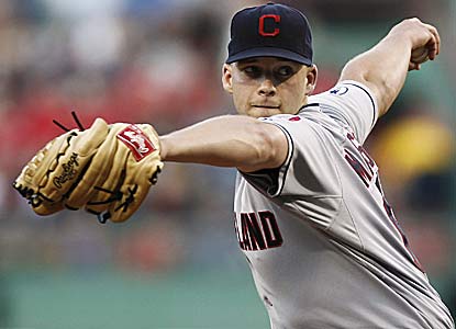 Justin Masterson, who strikes out nine, improves to 3-0 against Boston, which traded him to Cleveland in 2009.  (AP)