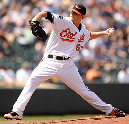Rookie Zach Britton pitches seven solid innings vs. the Yankees, allowing four hits and striking out five. (Getty Images)